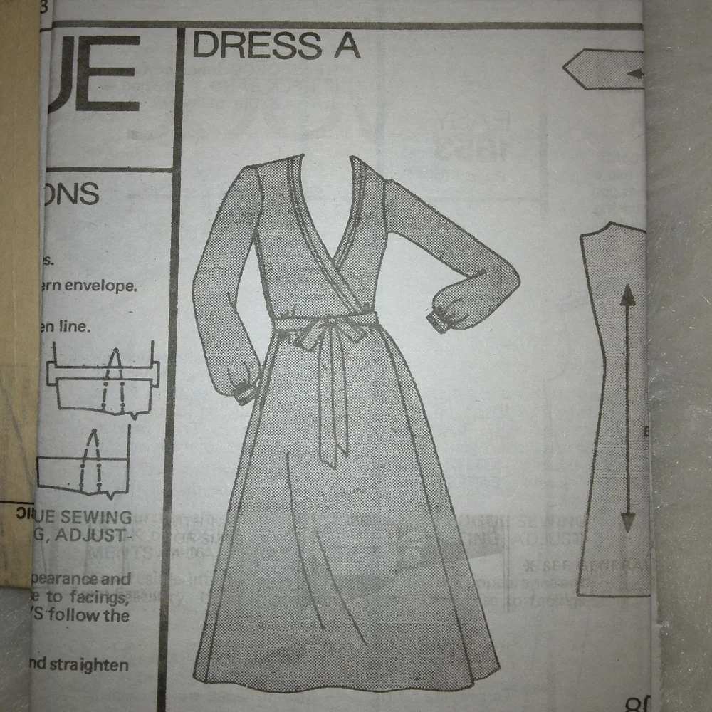 VOGUE V2081 Sz 18-26 Diane Von Furstenberg Wrap Dress 1970s Reproduction
